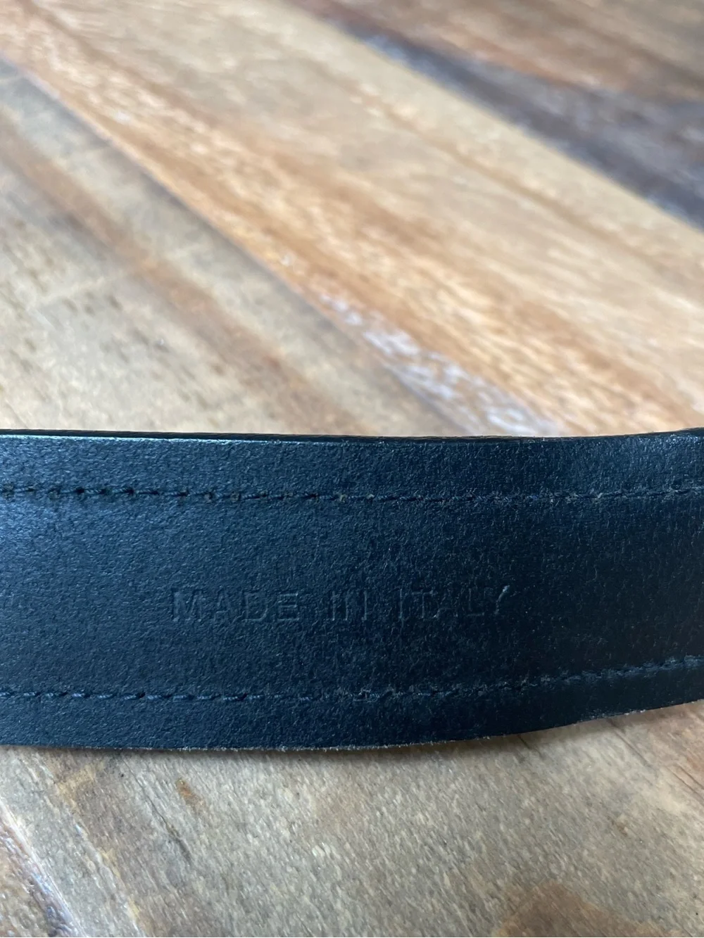 Polo Ralph Lauren Belt Black Italian Leather Solid Brass Buckle Stitch Mens 40